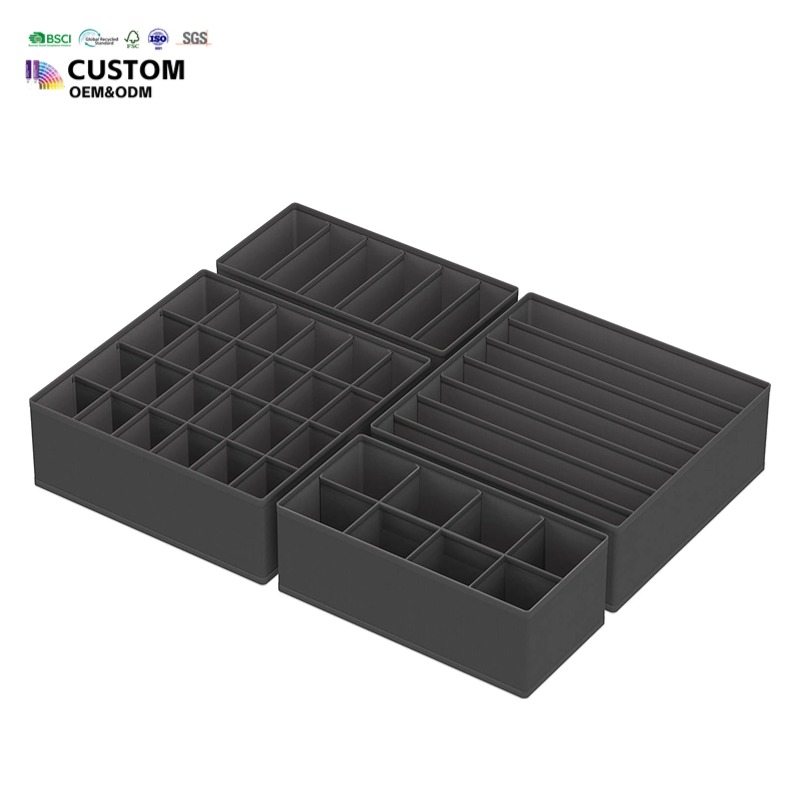 4-Pack Drawer Organizer Set,Foldable Non-Woven Storage Boxes for Underwear