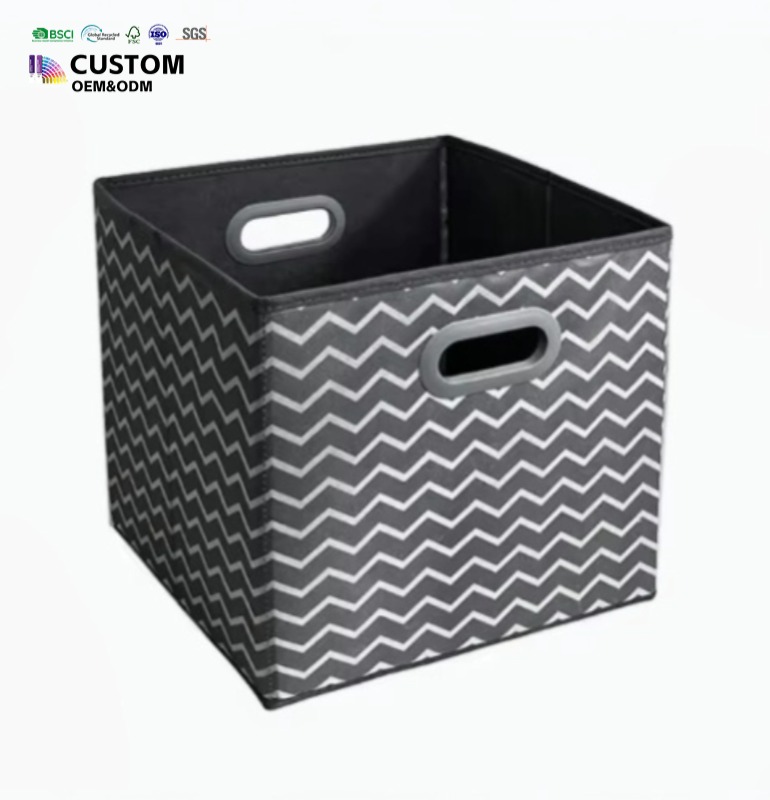 Wave stripe Storage Boxes,Non-woven Fabric Storage Bins Plastic Handle