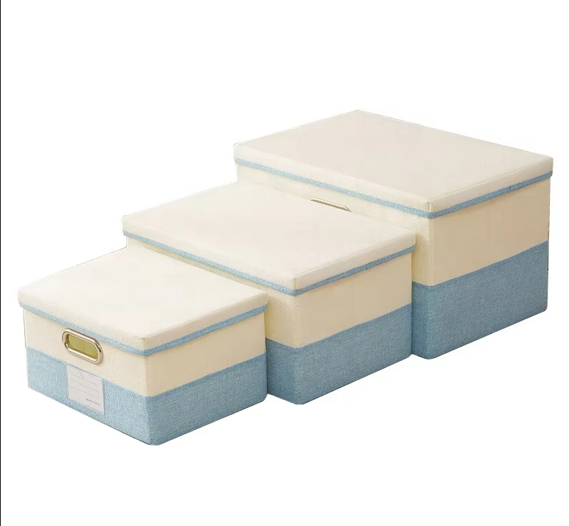 Linen Clothes Wardrobe Closet Organizer Foldable Kids Toy Storage Box With Lid