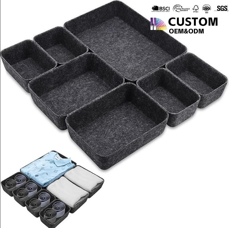 Durable Stackable Makeup Drawer Dividers Organizer Set