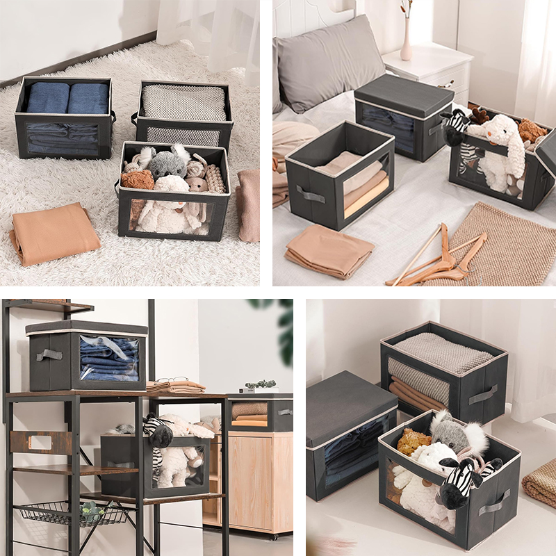 Modern Foldable Storage Box for Clothing Closet Organizer With Lid