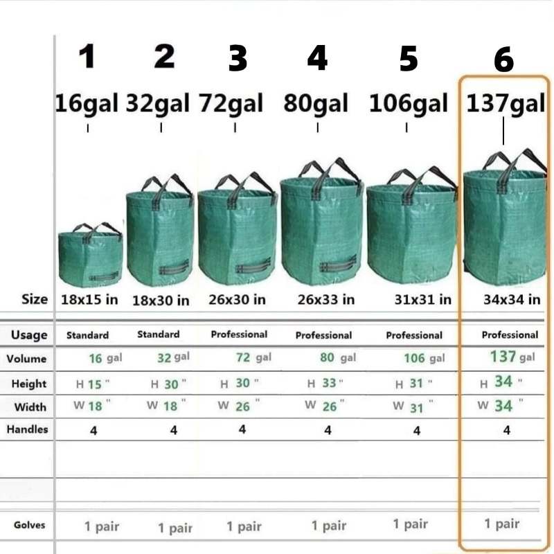 Heavy Duty Reusable Collapsible Garden Bags Yard Waste Bin for Leaves 
