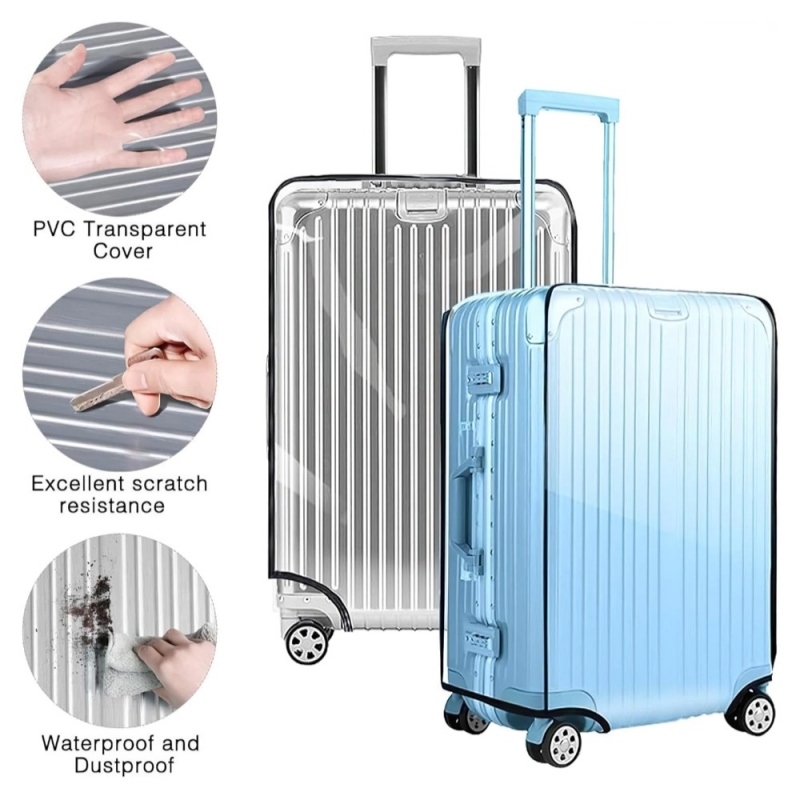 Waterproof PVC Clear Luggage Cover Protector for 18-32 Inch Suitcases