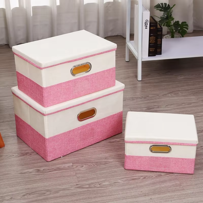 Linen Clothes Wardrobe Closet Organizer Foldable Kids Toy Storage Box With Lid