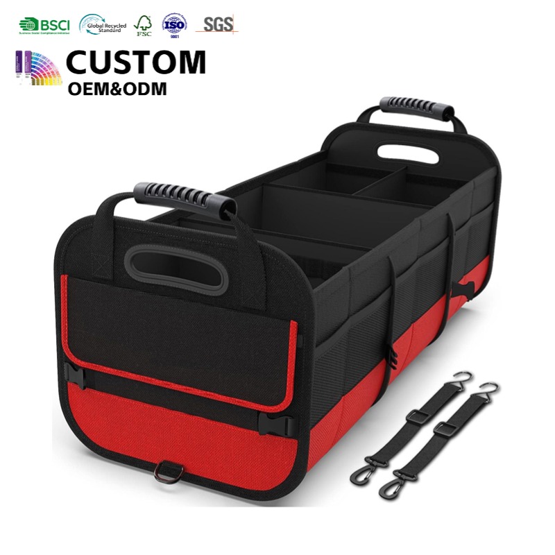 Foldable 600D Car Trunk Organizer for SUV with Handel and Side Pockets
