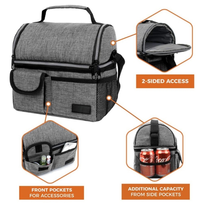 Lunch Box Insulated Cooler Bag Soft with Two Handles and a Shoulder Strap