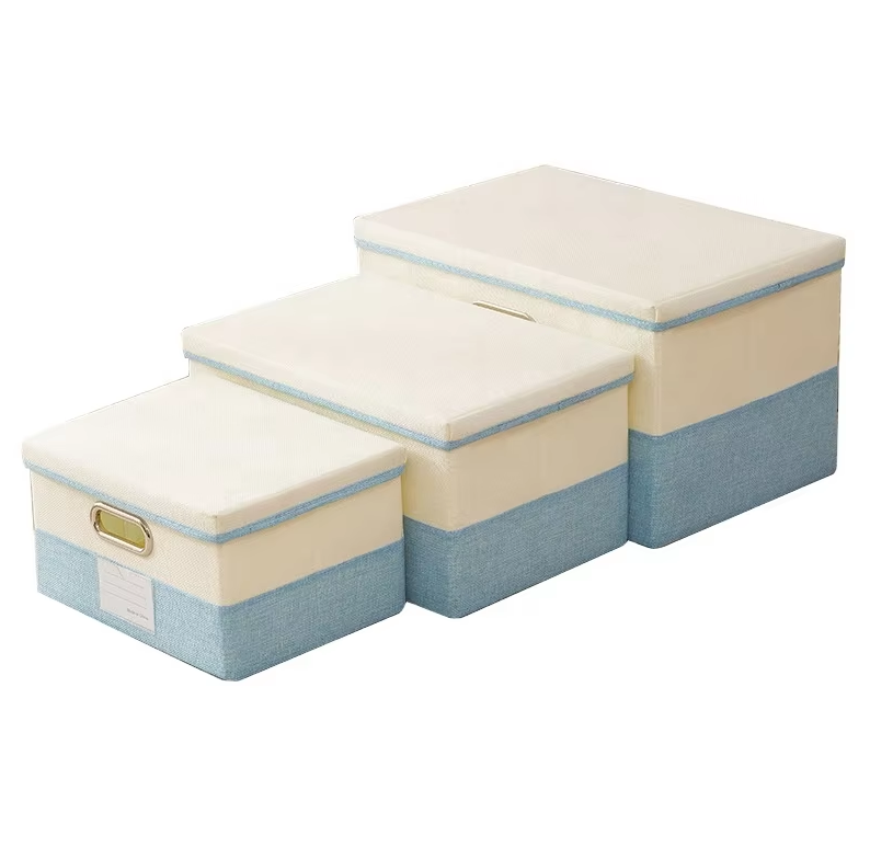 Linen Clothes Wardrobe Closet Organizer Foldable Kids Toy Storage Box With Lid