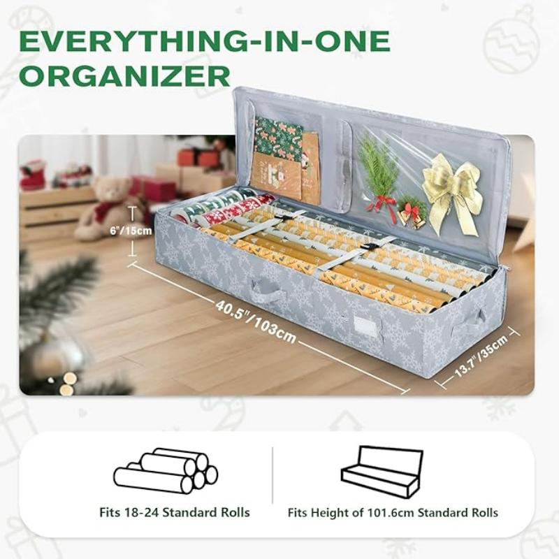 Christmas Ornament Gift Wrapping Paper Storage Organizer Bag