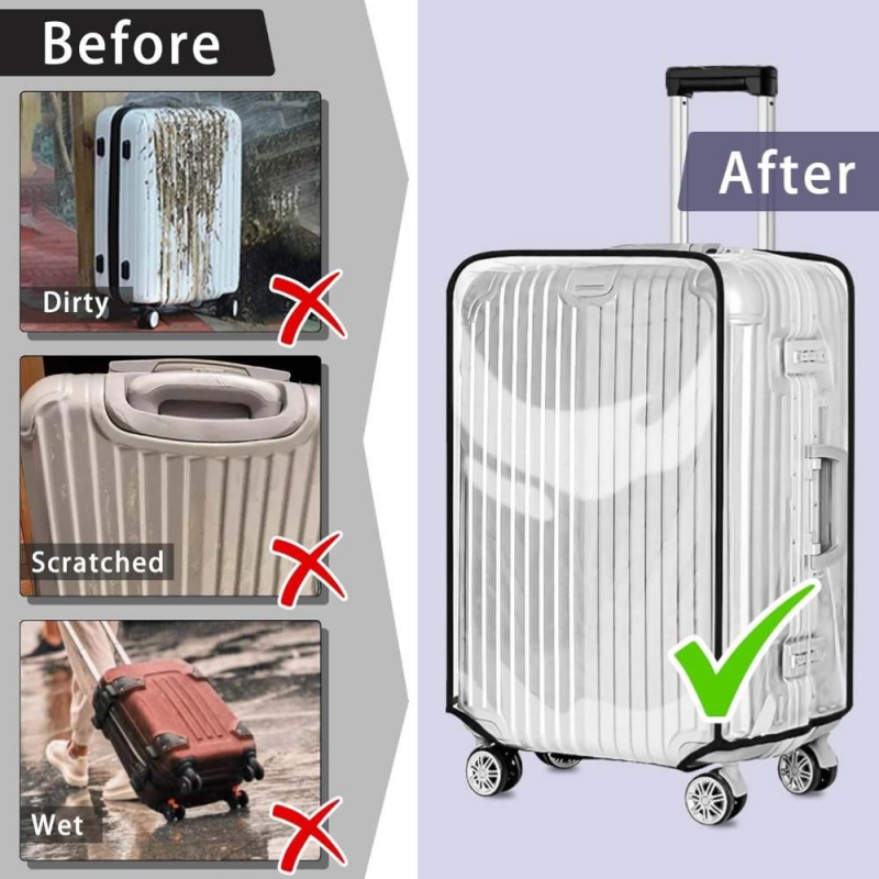 Waterproof PVC Clear Luggage Cover Protector for 18-32 Inch Suitcases