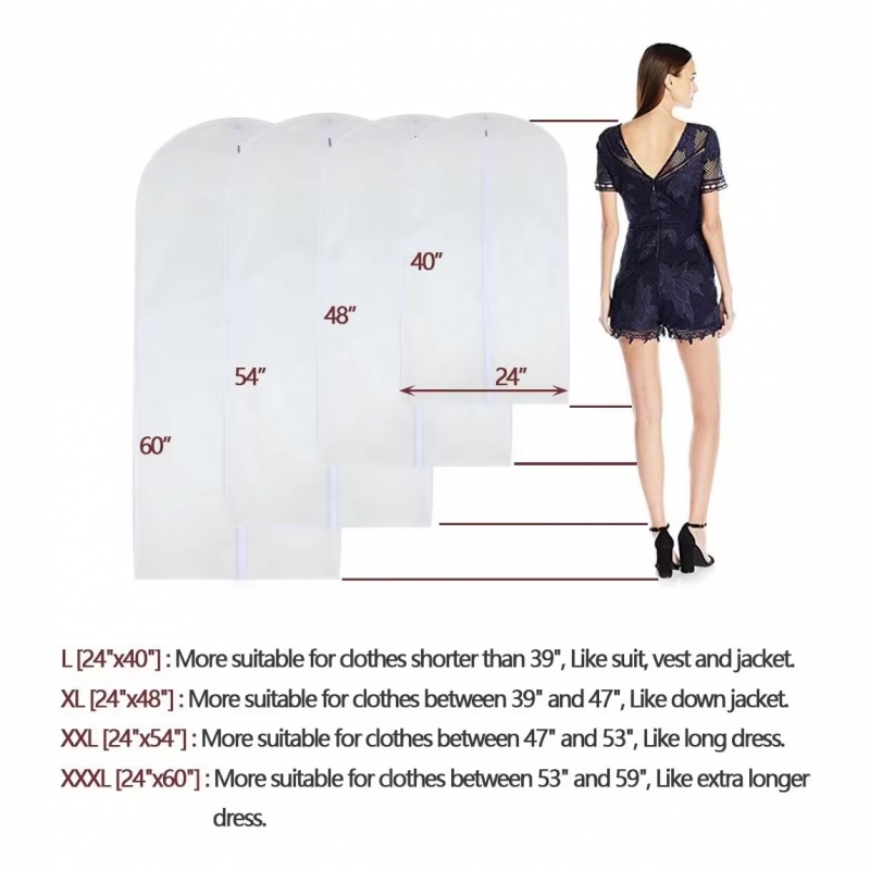 6 Pack Clear PEVA Dustproof Garment Bag Dust Cover for Dress Clothes