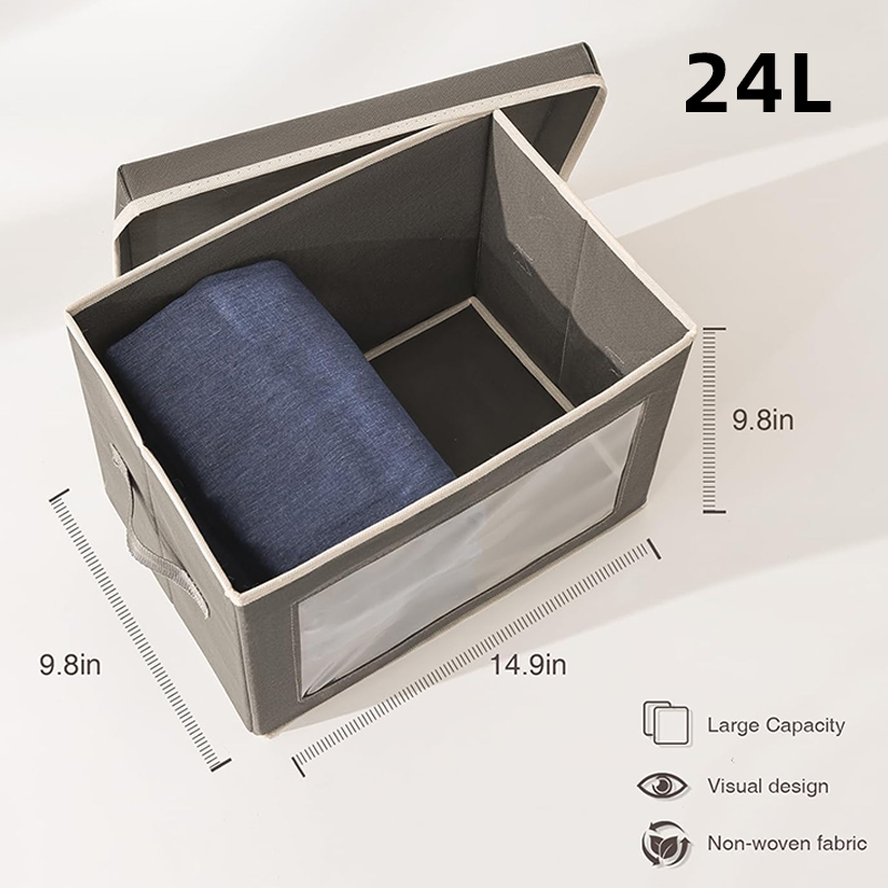 Modern Foldable Storage Box for Clothing Closet Organizer With Lid