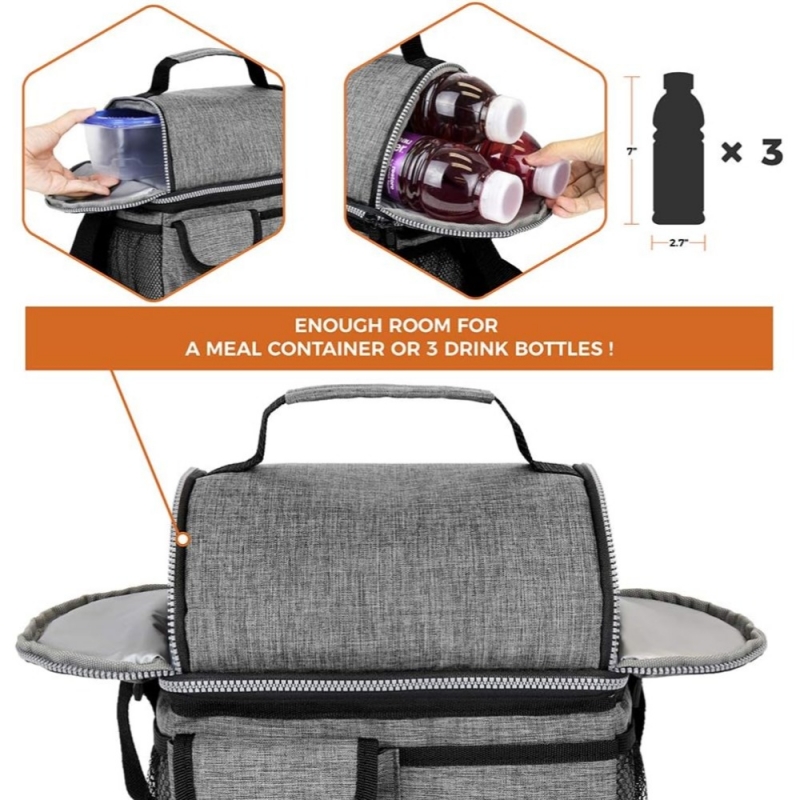 Lunch Box Insulated Cooler Bag Soft with Two Handles and a Shoulder Strap